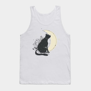 Black cat with moon Tank Top